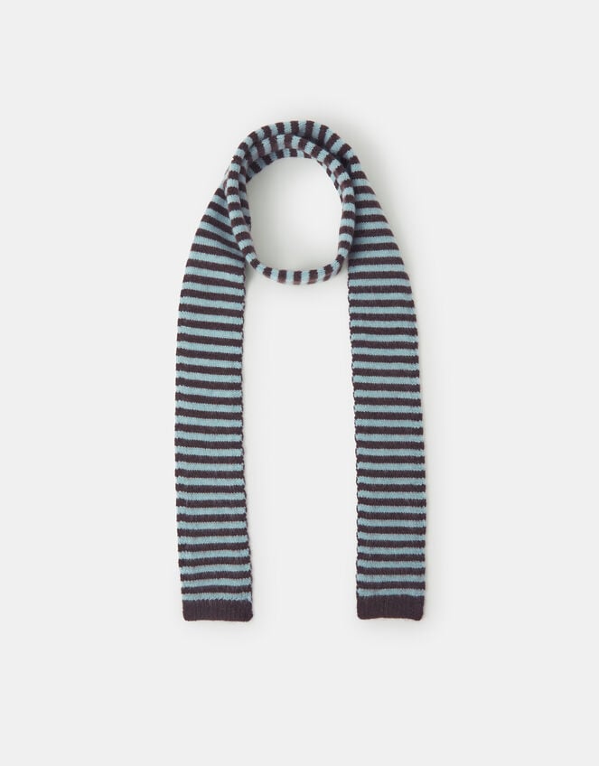 Stripe Knitted Skinny Scarf, , large