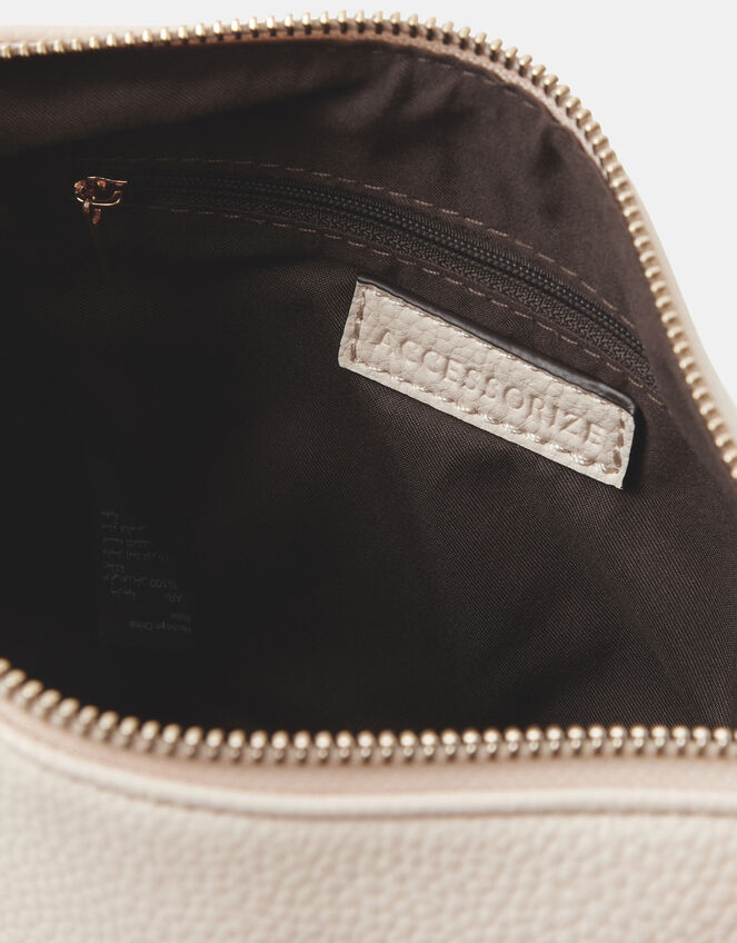 Zip Front Crossbody Bag, Cream (CREAM), large