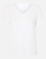 Plain V-Neck T-Shirt, White (WHITE), large