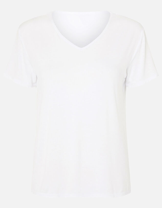 Plain V-Neck T-Shirt, White (WHITE), large