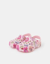 Girls Butterfly Print Clogs, Pink (PINK), large