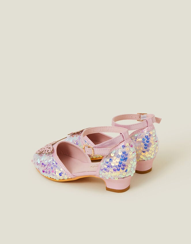 Girls Sequin Butterfly Mini Heels, Pink (PINK), large