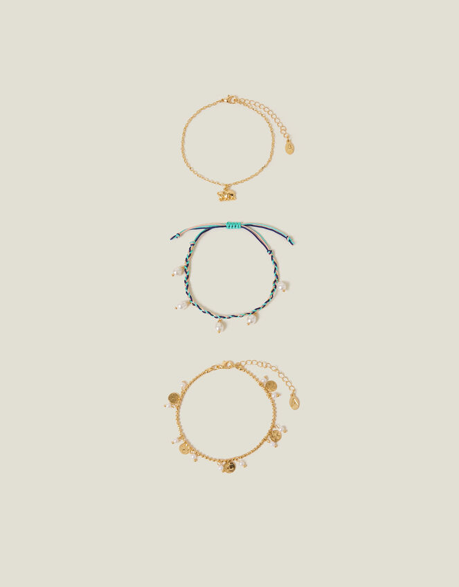 3-Pack Mix Elephant Charm Anklets, , large