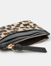 Leather Leopard Print Card Holder, , large