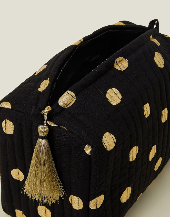 Large Quilted Polka Dot Wash Bag, , large