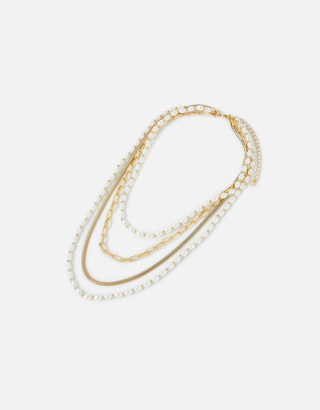 Super Classics Pearl and Chain Multirow Necklace, , large
