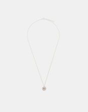 Sterling Silver Birthstone Disc Pendant Necklace, Silver (ST SILVER), large