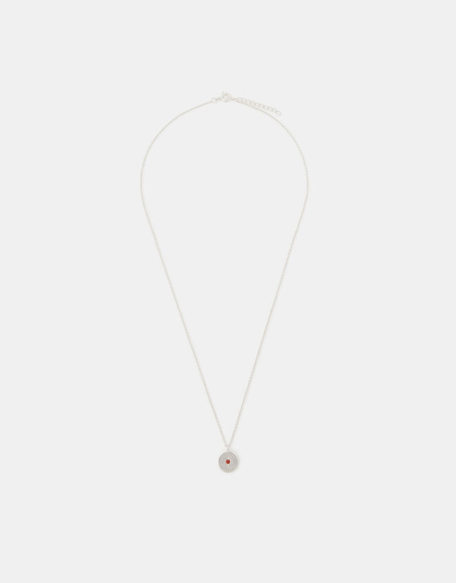 Sterling Silver Birthstone Disc Pendant Necklace, Silver (ST SILVER), large