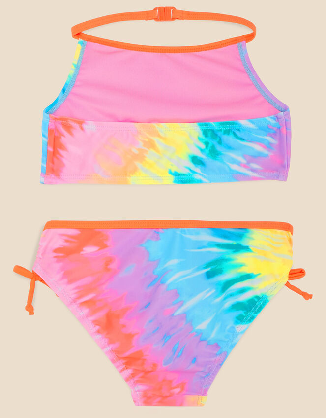 Girls Tie Dye Bikini Set with Recycled Polyester, Multi (BRIGHTS-MULTI), large