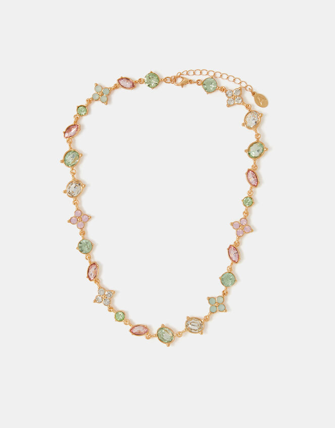 Gemstone Flower Chain Necklace, , large