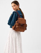 Multi-Pocket Faux Suede Backpack, , large