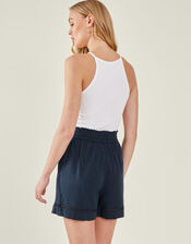 Longline Embroidered Shorts, Blue (NAVY), large