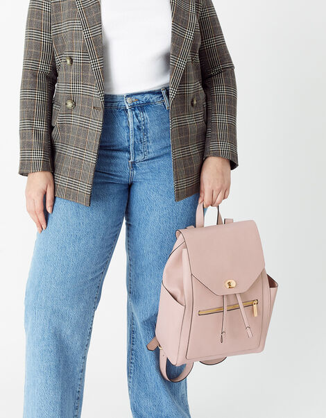 Drawstring Twist-Lock Backpack Pink, Pink (PINK), large