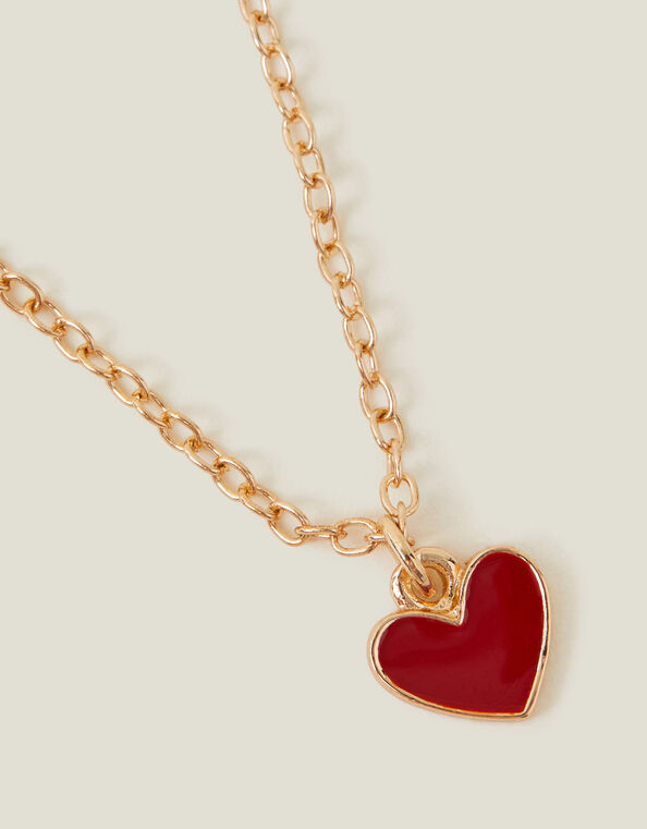 Enamel Heart Pendant Necklace, , large