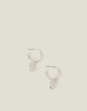 Coin Hoop Drop Earrings Silver, , large