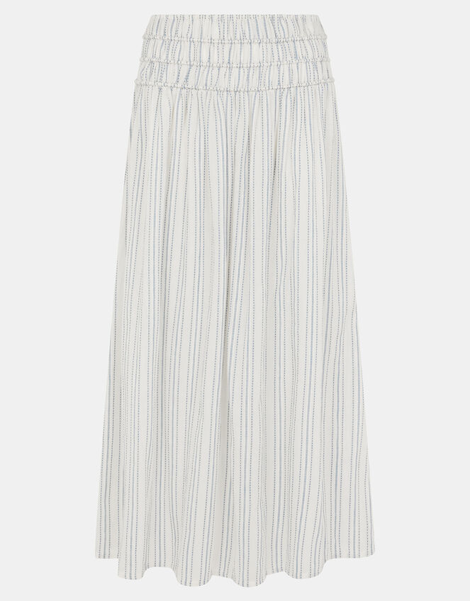 Stripe Gathered Waist Maxi Skirt, White (WHITE), large