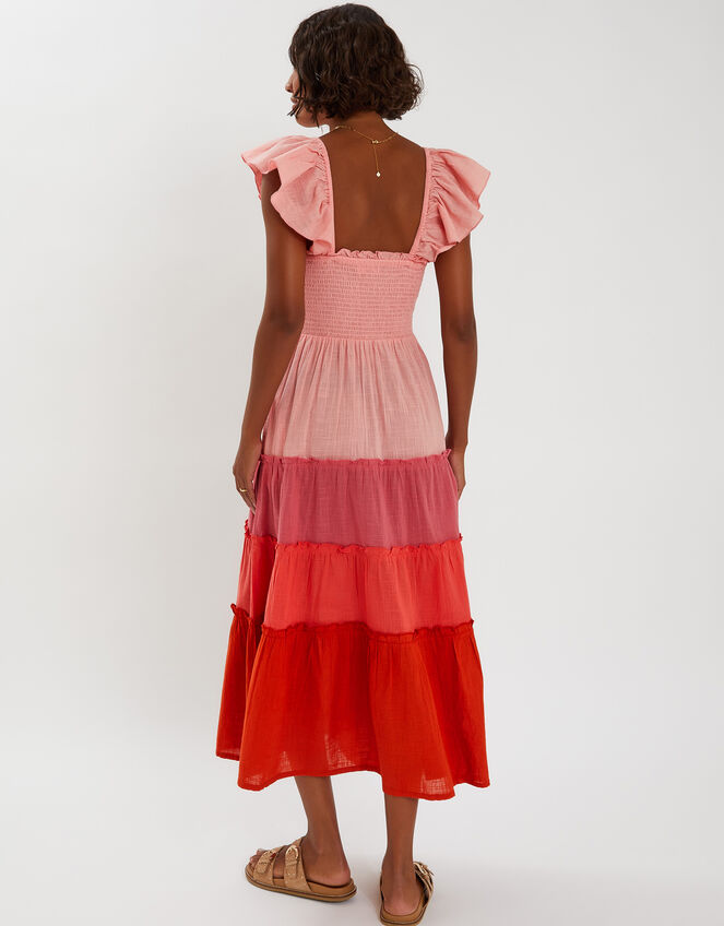 Colourblock Tiered Maxi Dress, Pink (PINK), large