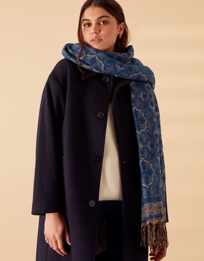 Jacquard Print Blanket Scarf, , large