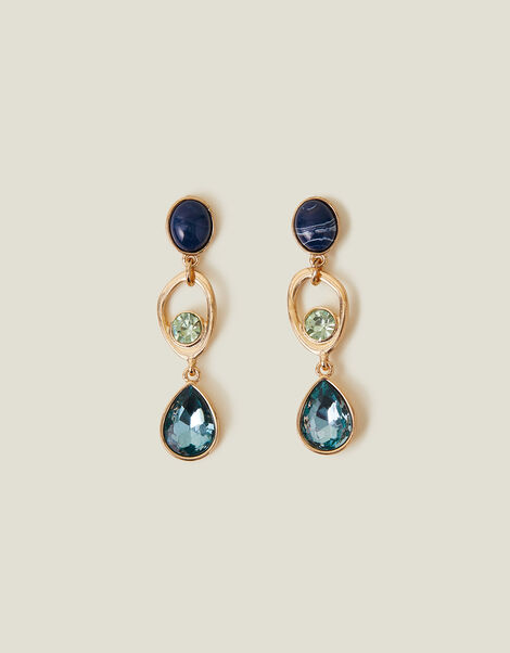 Triple Gem Teardrop Earrings, , large