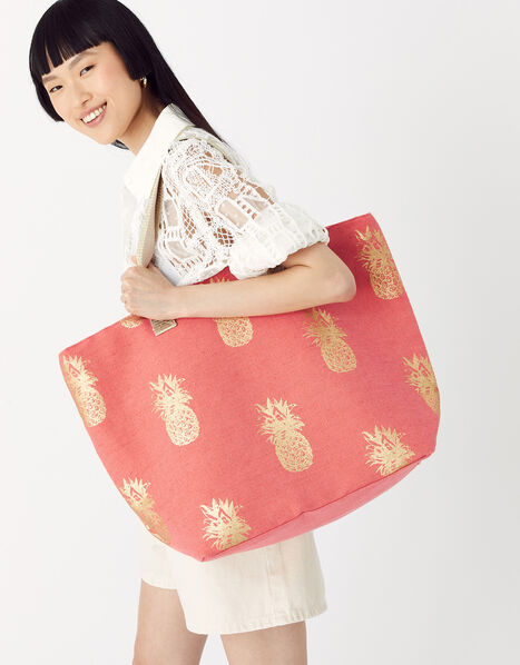 Pineapple Printed Tote Bag, , large