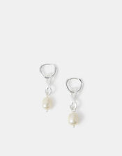 Sterling Silver-Plated Infinity Pearl Drop Earrings, , large