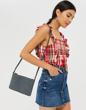 Suede Cross-Body Bag, Grey (GREY), large