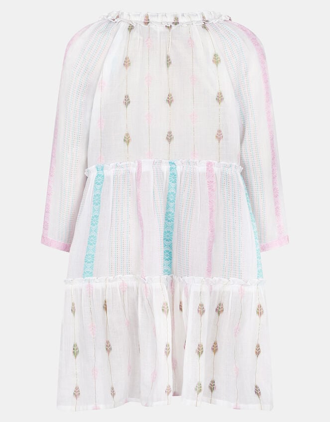 Girls Mini Me Jacquard Dress, White (WHITE), large
