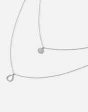 Platinum-Plated Layered Drop Pendant Necklace, , large