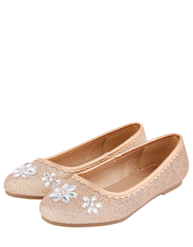 Glitter and Gem Ballerina Shoes, Gold (GOLD), large