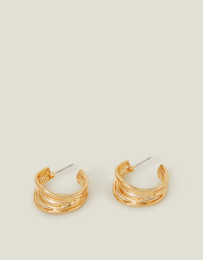 Wavy Chunky Hoop Earrings, , large