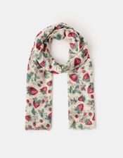 Lightweight Strawberry Print Scarf, , large