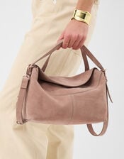 Fold Top Suede Bag, , large