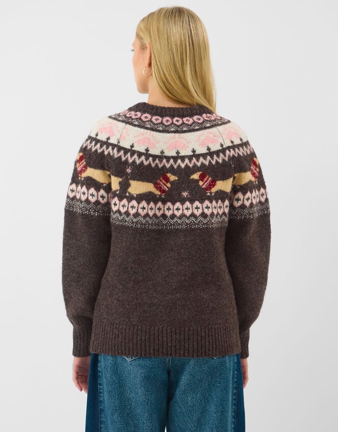 Sausage Dog Christmas Jumper, Brown (BROWN), large