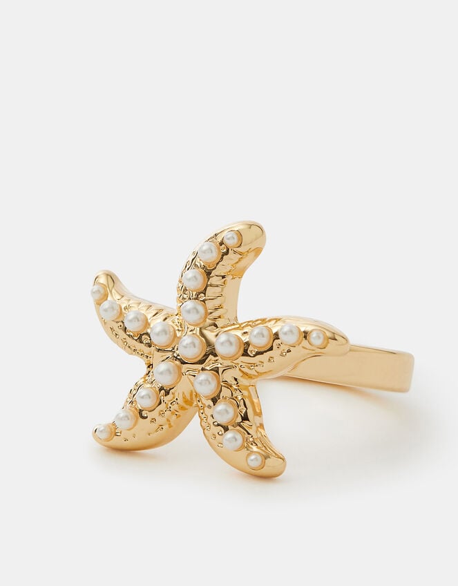 Pearl Starfish Ring, Cream (PEARL), large