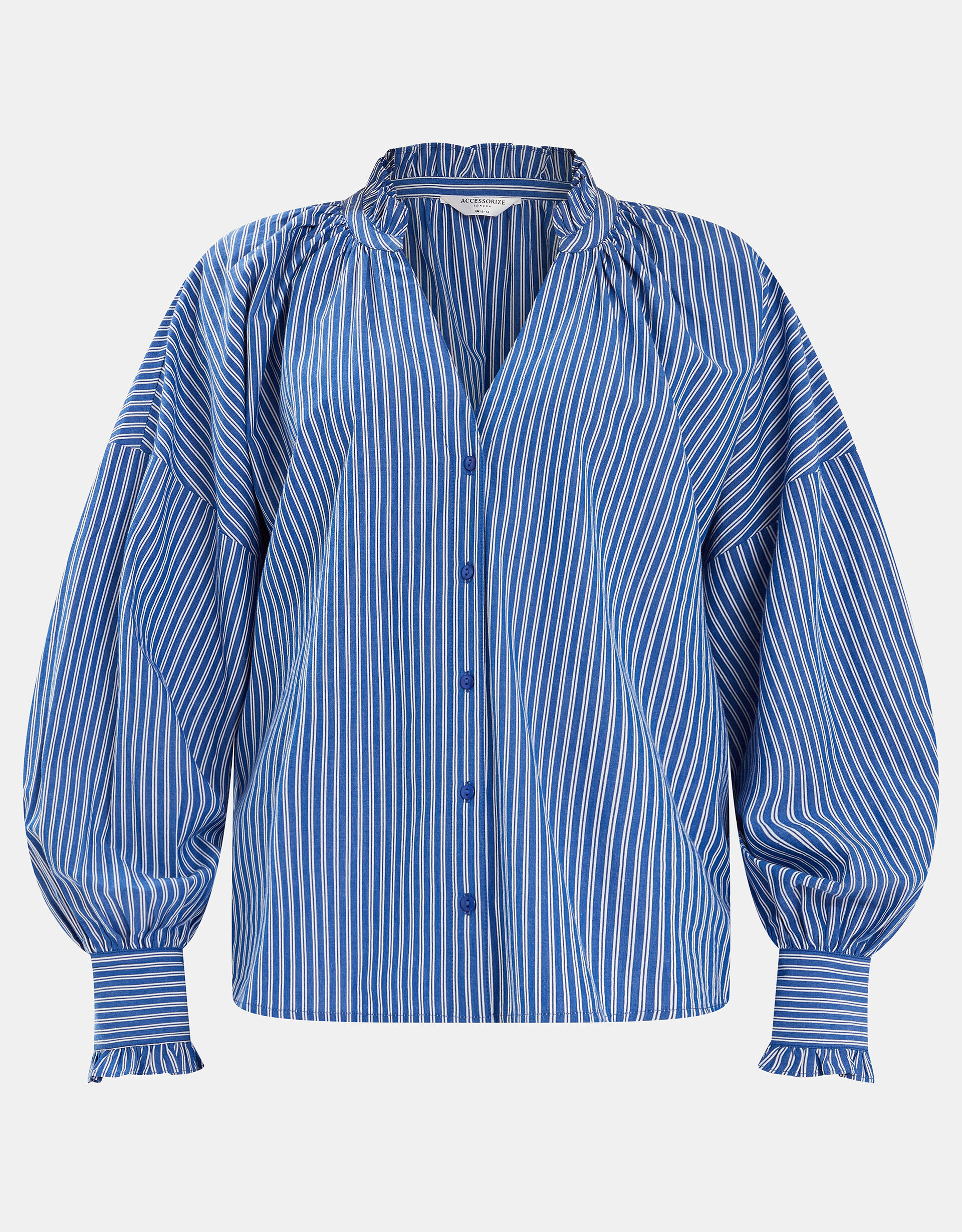 Stripe Frill Blouson Blouse Blue | Shop All | Accessorize UK
