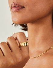 14ct Gold-Plated Chunky Ridge Ring, Gold (GOLD), large