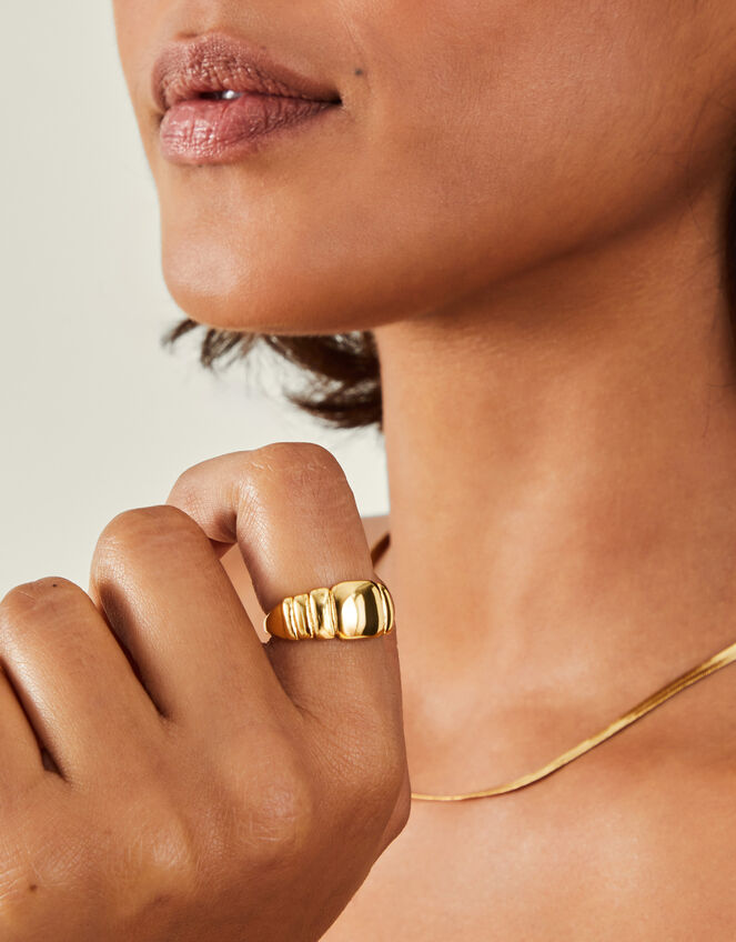 14ct Gold-Plated Chunky Ridge Ring, Gold (GOLD), large