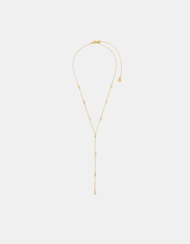 14ct Gold-Plated Diamanté Necklace, , large
