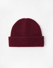 Compton Fluffy Beanie Hat, Red (BURGUNDY), large