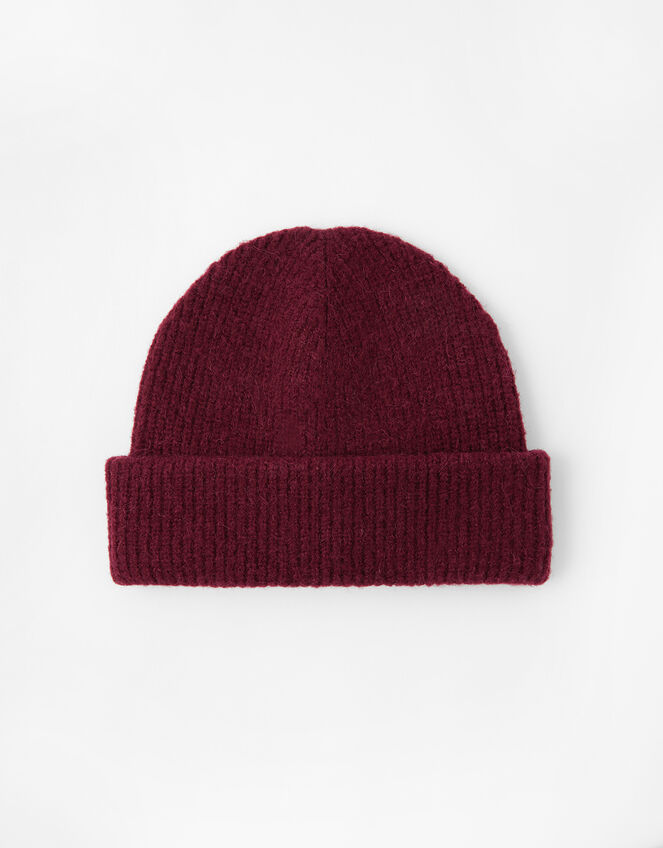 Compton Fluffy Beanie Hat, Red (BURGUNDY), large