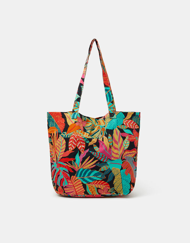 Tropical Print Shopper Bag, , large