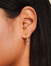 14ct Gold-Plated Triangle Lapis Hoops, , large