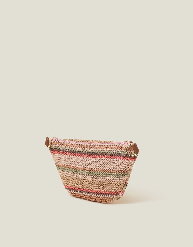 Stripe Raffia Bum Bag, , large