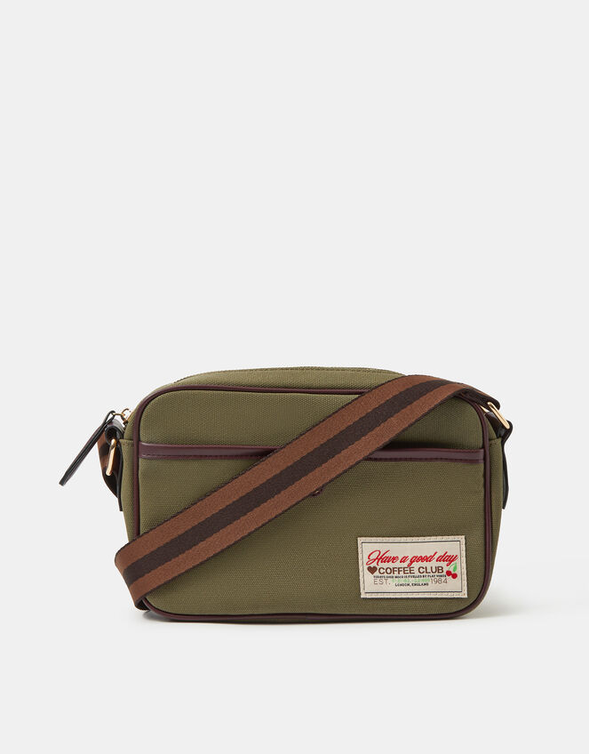 Canvas Crossbody Bag, Green (KHAKI), large
