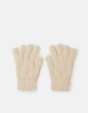 Fuzzy Knit Gloves  , Natural (NATURAL), large