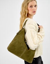 Fold Top Suede Shoulder Bag, , large