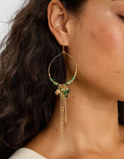 Beaded Drop Hoop Earrings, , large