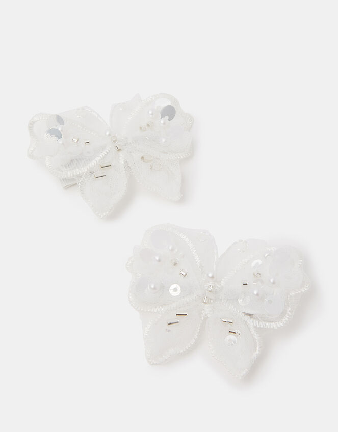 2-Pack Girls Beaded Butterfly Hair Clips, , large