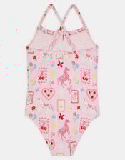 Girls Cowboy Print Swimsuit, Multi (PASTEL MULTI), large