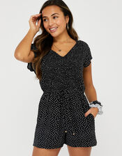 Polka-Dot Playsuit, Black (BLACK), large